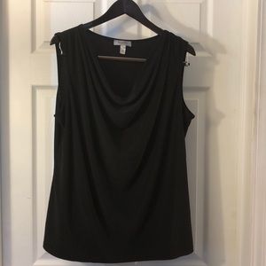 Dressbarn 1x drape neck black shell